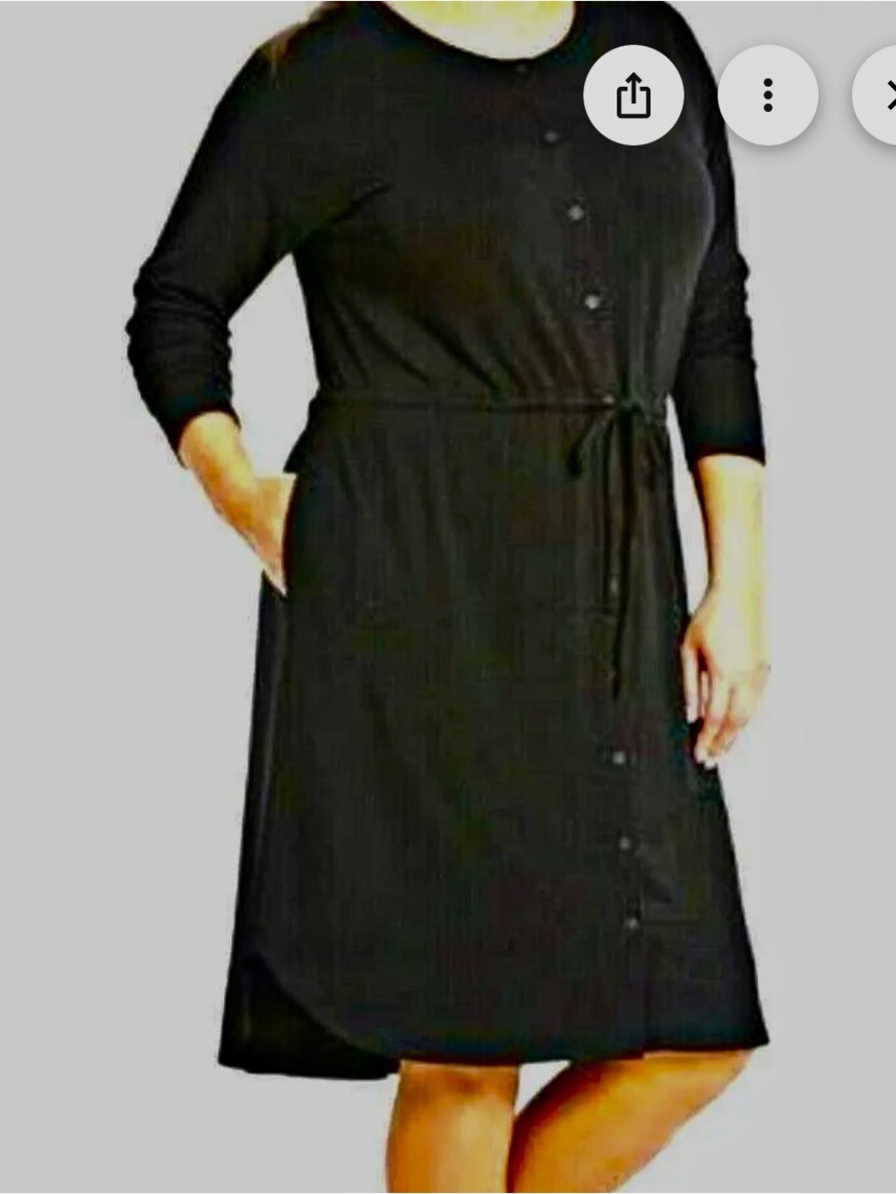 Eileen Fisher Black Button-Front Dress with Drawstring Waist